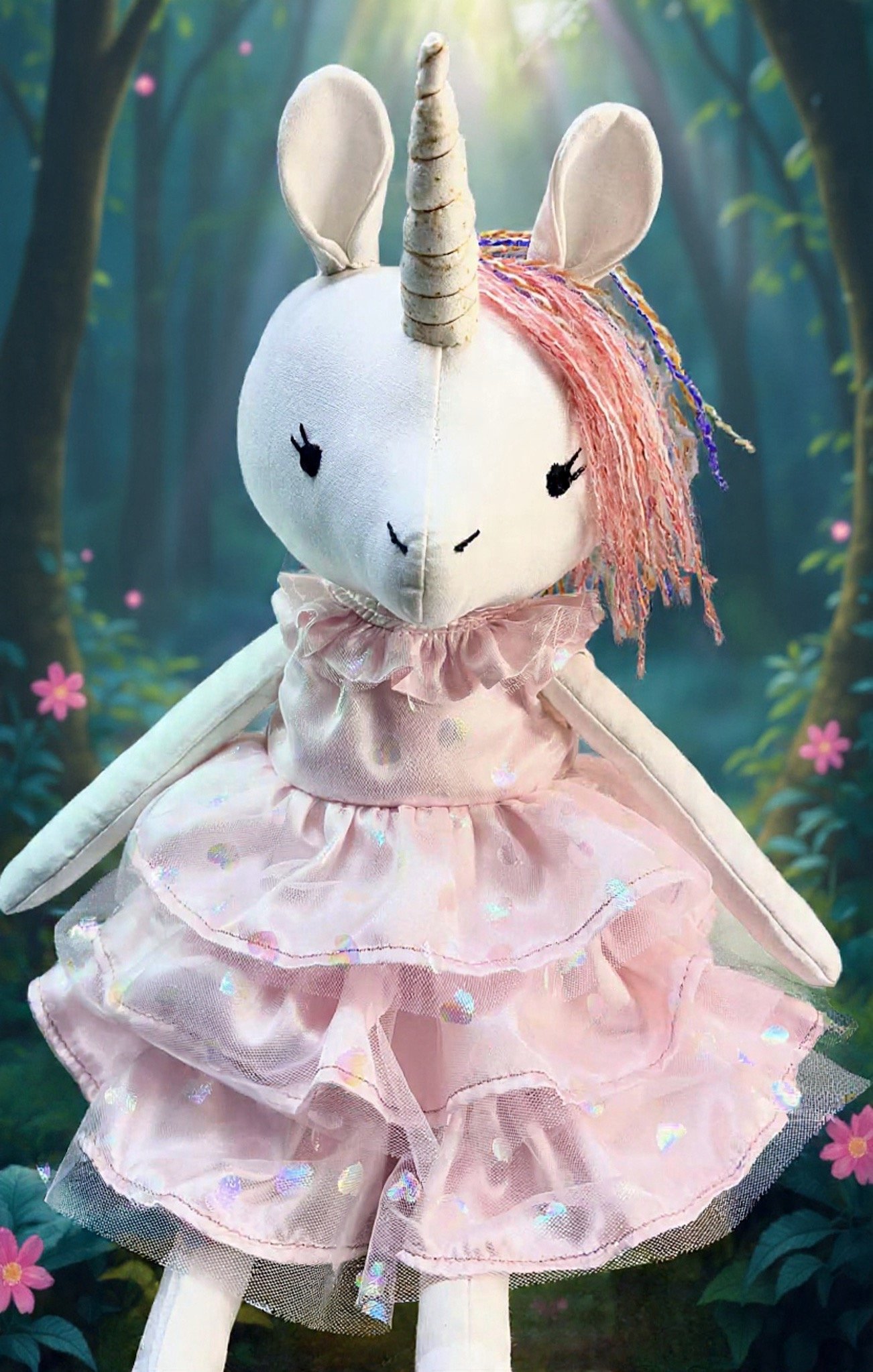 Unicorn Doll with 3 tiered Princess Dress