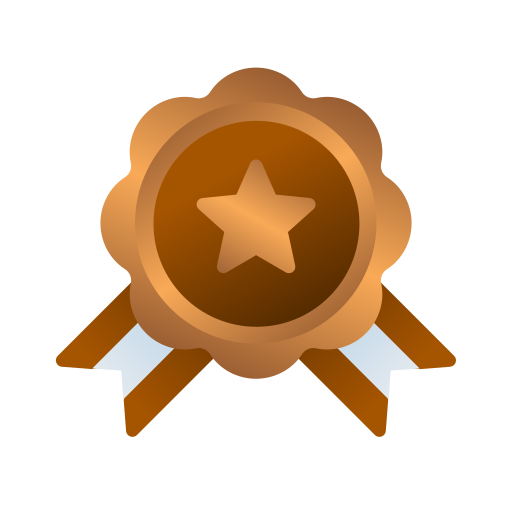 Digital illustration of a gold medal with a star in the center and a ribbon.