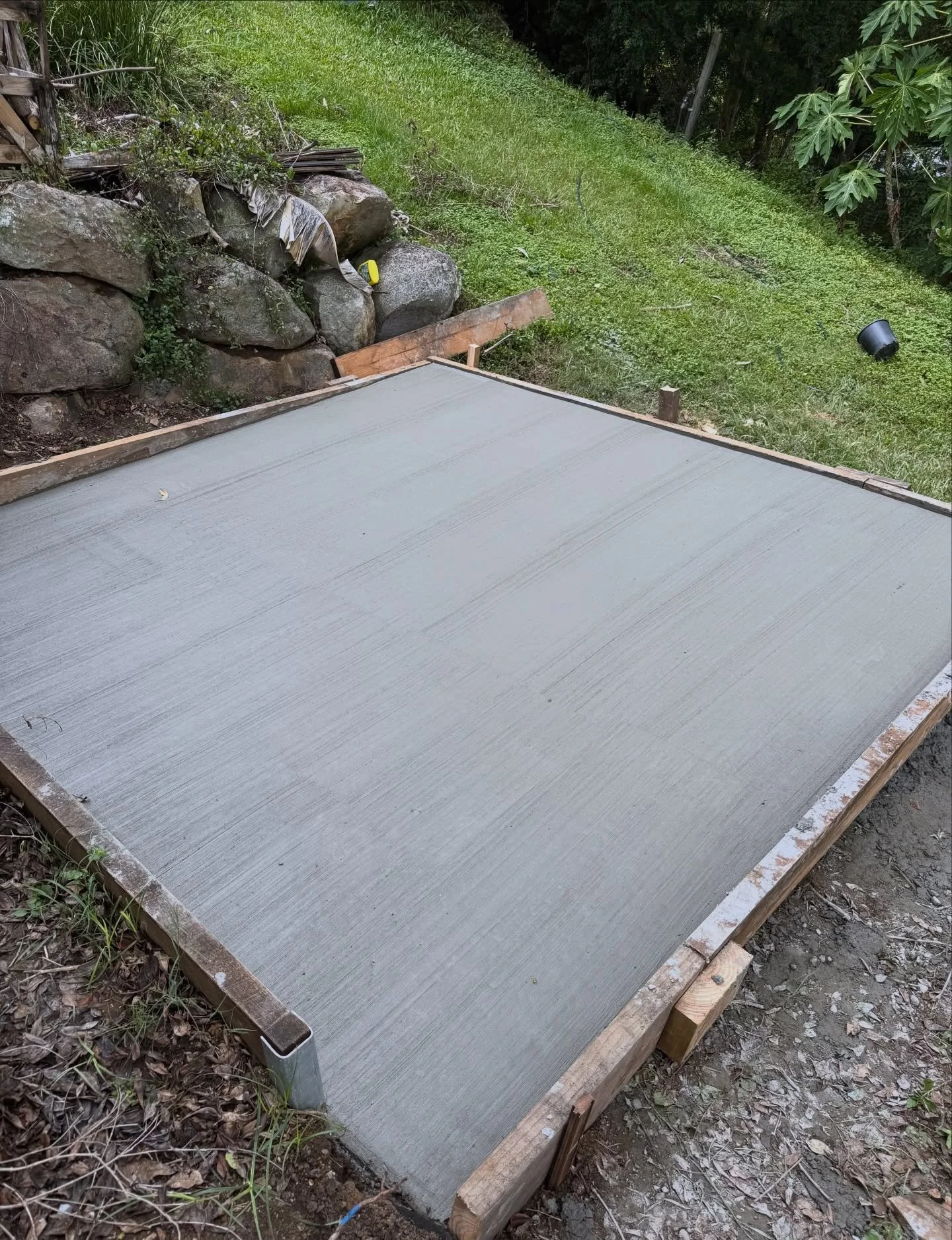 Today&rsquo;s job clearing, levelling, boxing and pouring of a new 3x3 concrete slab for a shed.