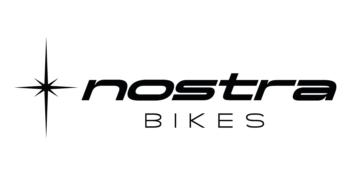 Logo von Nostra Bikes mit einem Stern und dem Markennamen in schwarzer Schrift.
