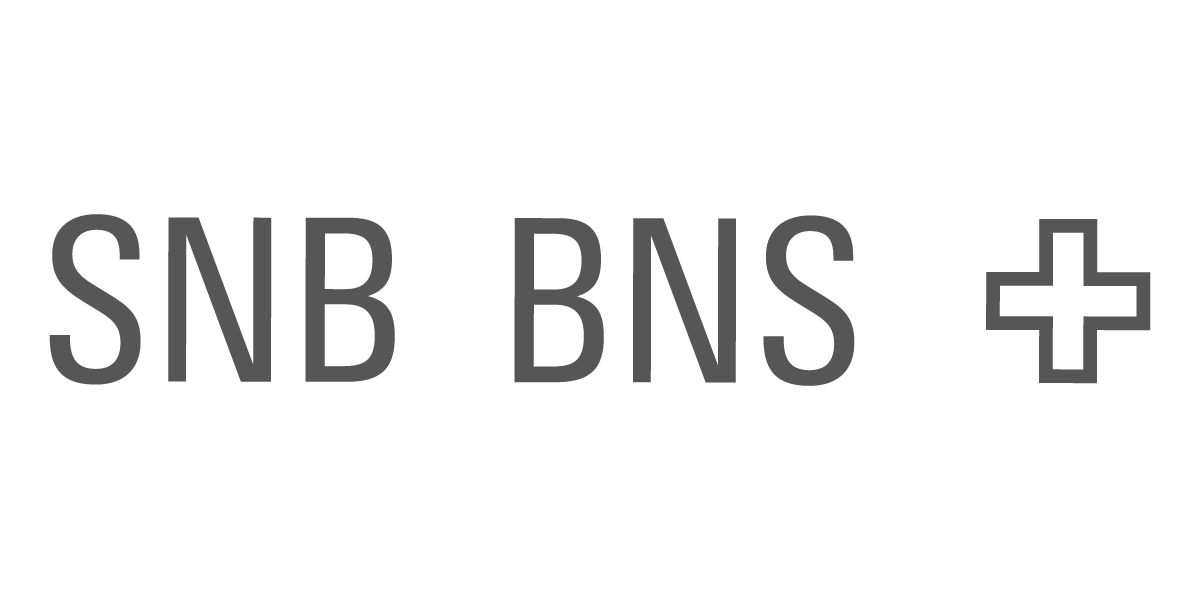 Das Bild zeigt die schwarz-weiße Logo eines Krankenhauses mit den Abkürzungen 'SNB BNS' und einem weißen Pluszeichen auf einem schwarzen Hintergrund.