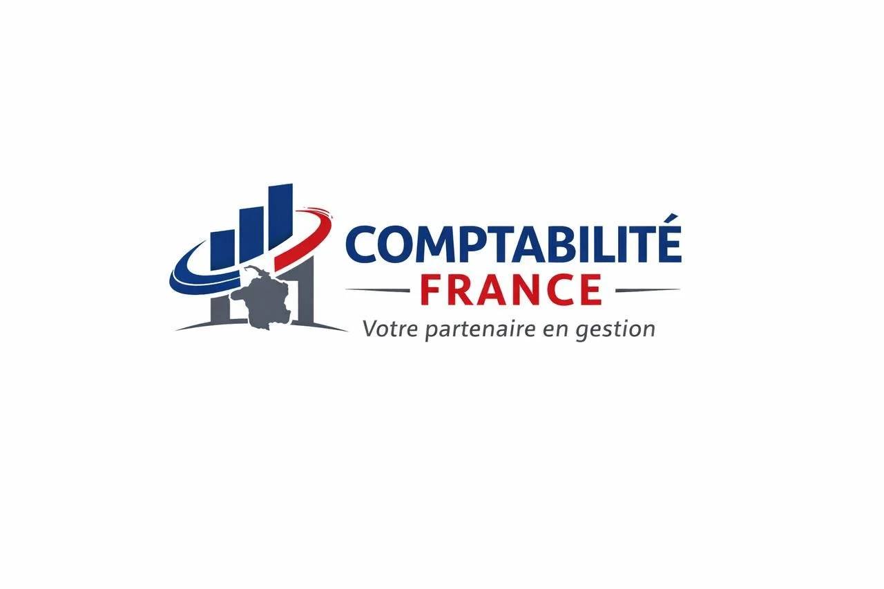Logo de la comptabilité France avec une carte de la France, des graphiques de barres, une spirale, et le texte 'COMPTABILITÉ FRANCE' avec le slogan 'Votre partenaire en gestion'.