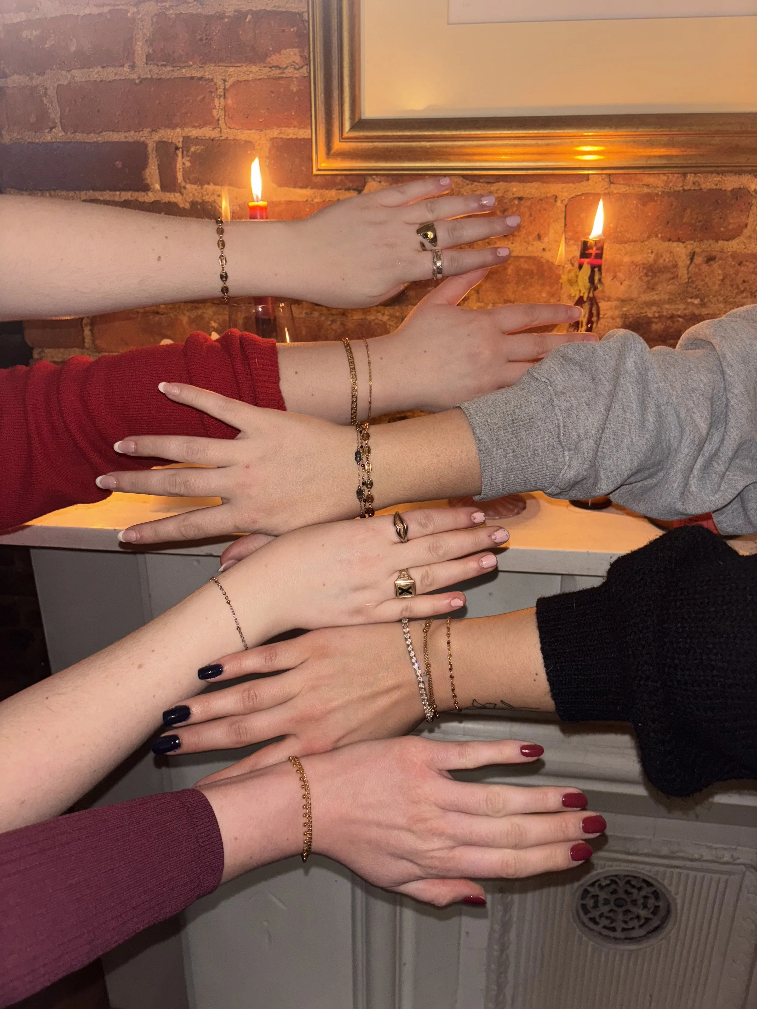 galentine's day ideas. girls day out. girls night in. permanent jewelry home party. matching permanent bracelets.