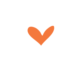 En grafisk illustrasjon av en samtale- eller kommentarbubbla med en oransje hjerte i midten.