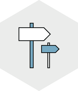 Tosignaliseringsskilt med en stor pil og en mindre pil