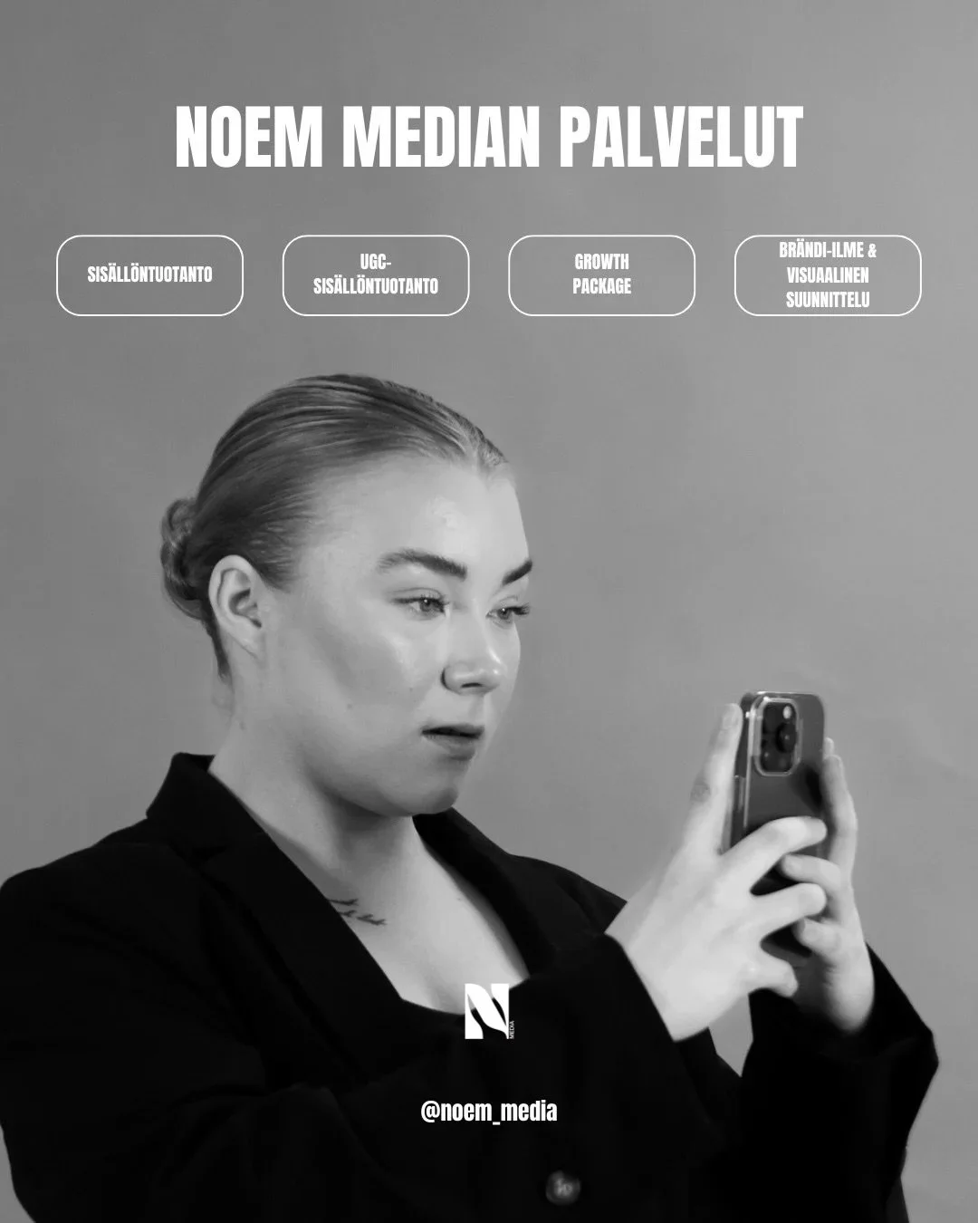 Yrityksenne ei tarvitse lis&auml;&auml; satunnaisia postauksia, joita julkaistaan kun muistetaan. Se tarvitsee sis&auml;lt&ouml;&auml;, jolla on tarkoitus.

NOEM Media auttaa yrityksi&auml; rakentamaan sosiaalista mediaa, joka n&auml;ytt&auml;&auml; 