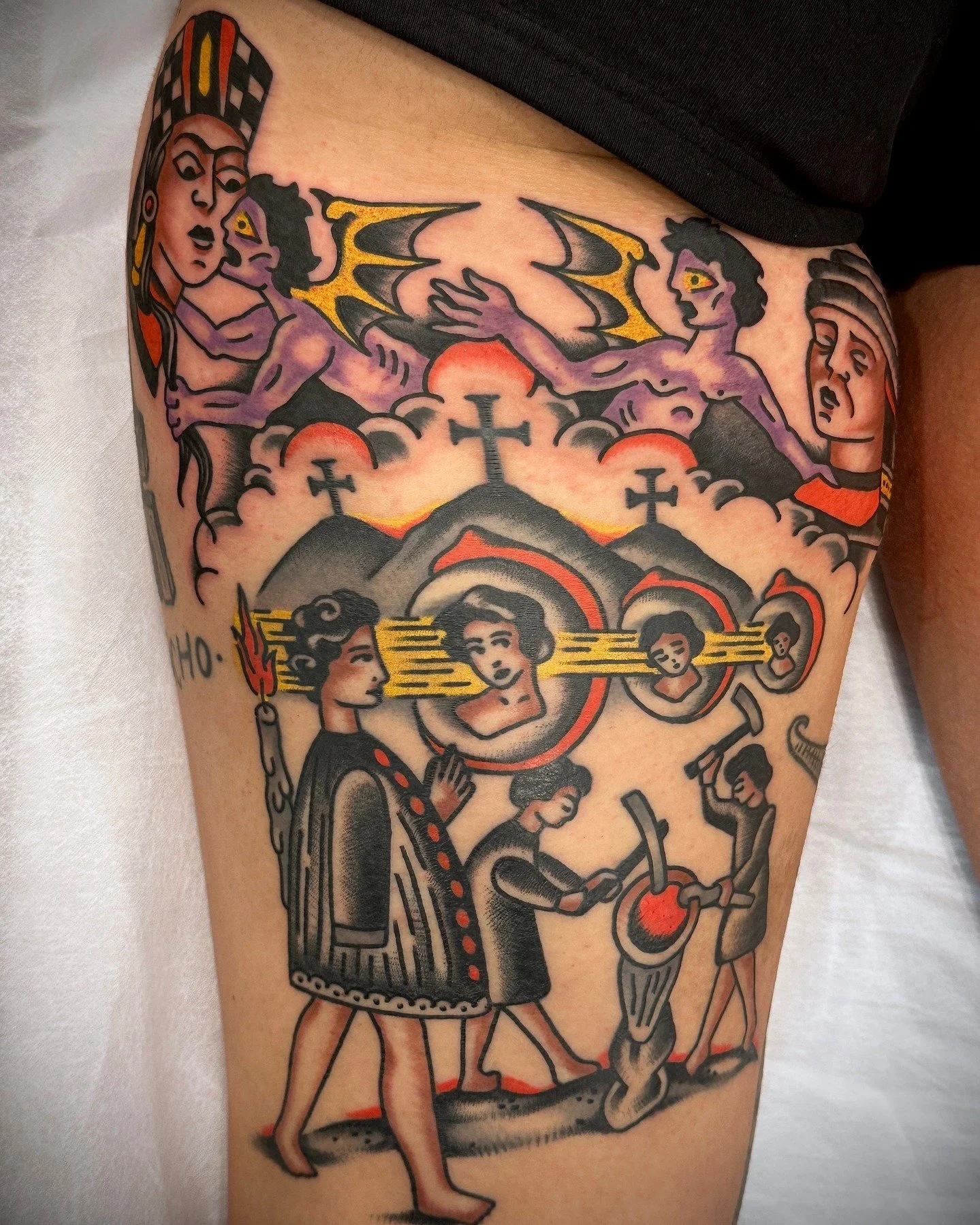 Traditional colour tattoo made at Tattoo Rosie's Surry Hills, Sydney