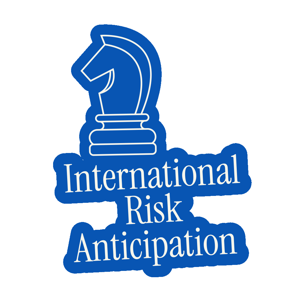 Blaues Logo mit einem Schachking und dem Text "International Risk Anticipation" darunter.