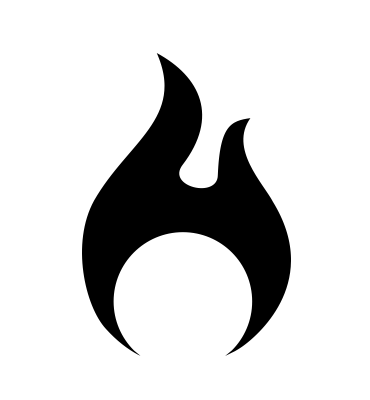 Sytty logo, musta liekki