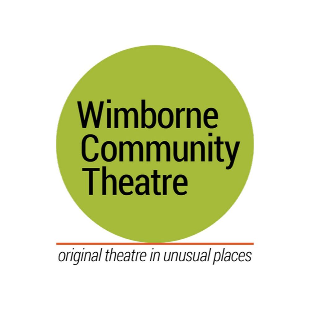 Logo for Wimborne Community Theatre featuring a green circle with black text and a tagline reading 'original theatre in unusual places'.