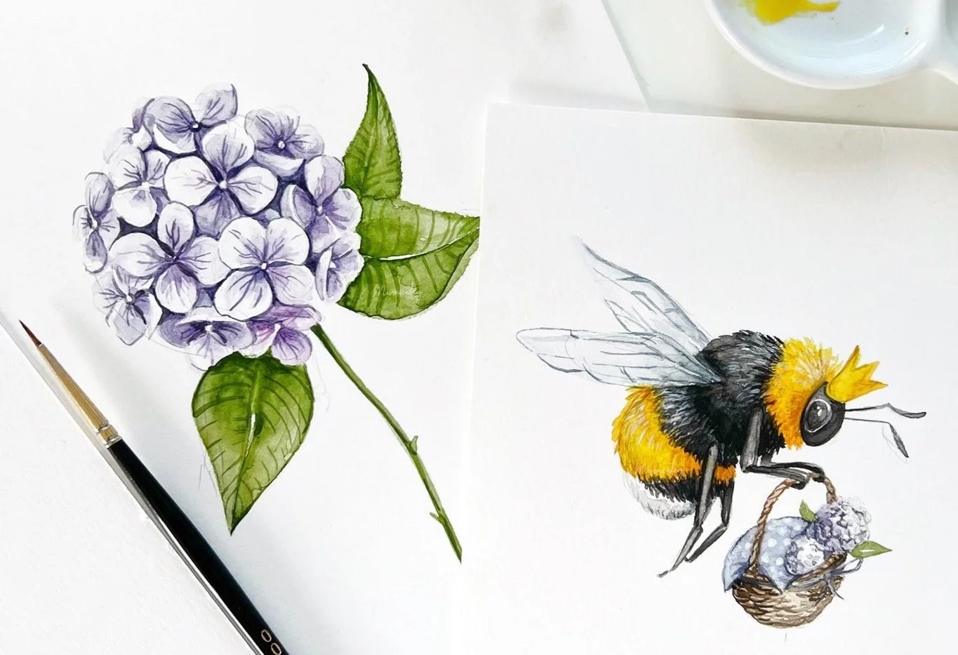 Illustration Biene Hortensie