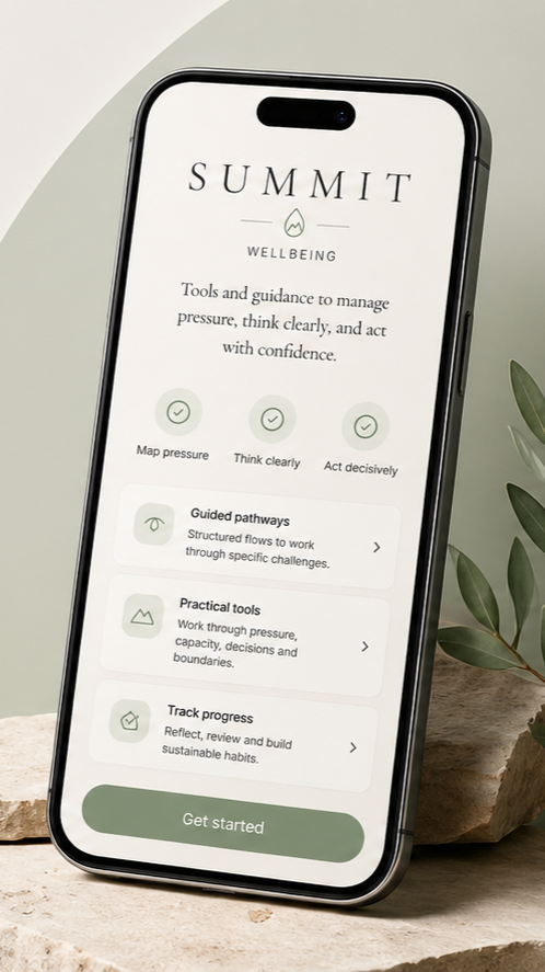 Summit Wellbeing mobile app with guided wellbeing tools and programs.