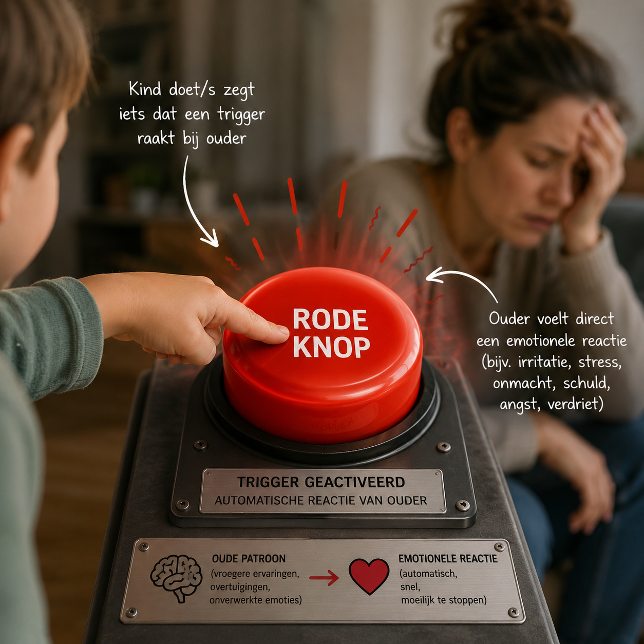 De rode knop                 (iedere ouder heeft 'm)