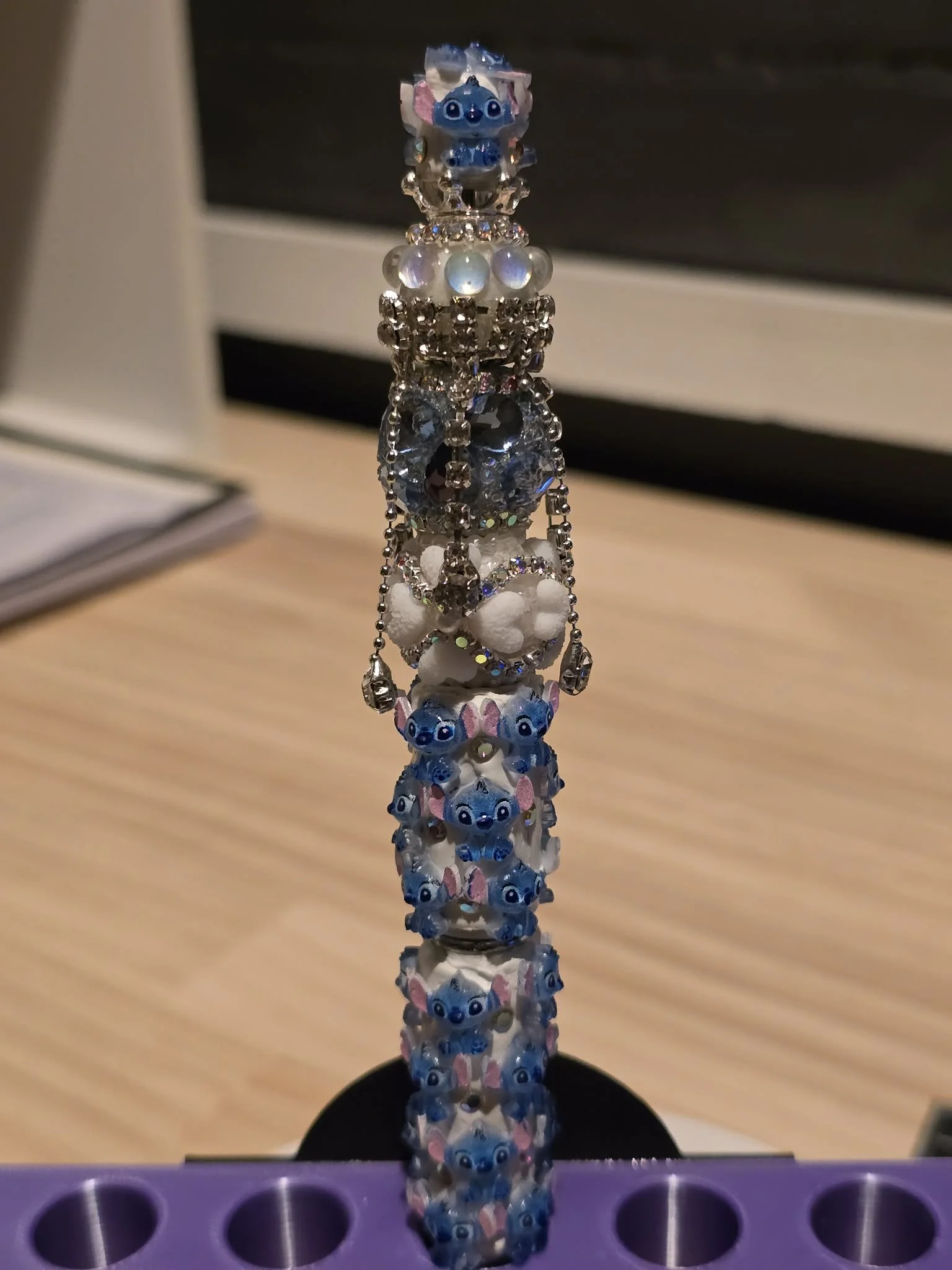 Blue monster beaded pen