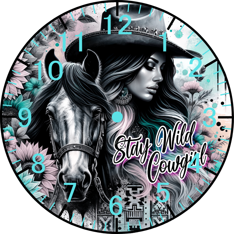 stay wild cowgirl clock