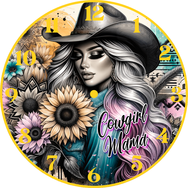 cowgirl mama 20cm clock