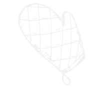 Black and white line drawing of a mitt with cross-hatching details.