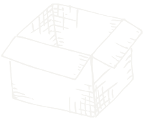 Black and white line drawing of a open rectangular basket with a mesh side and a solid bottom.