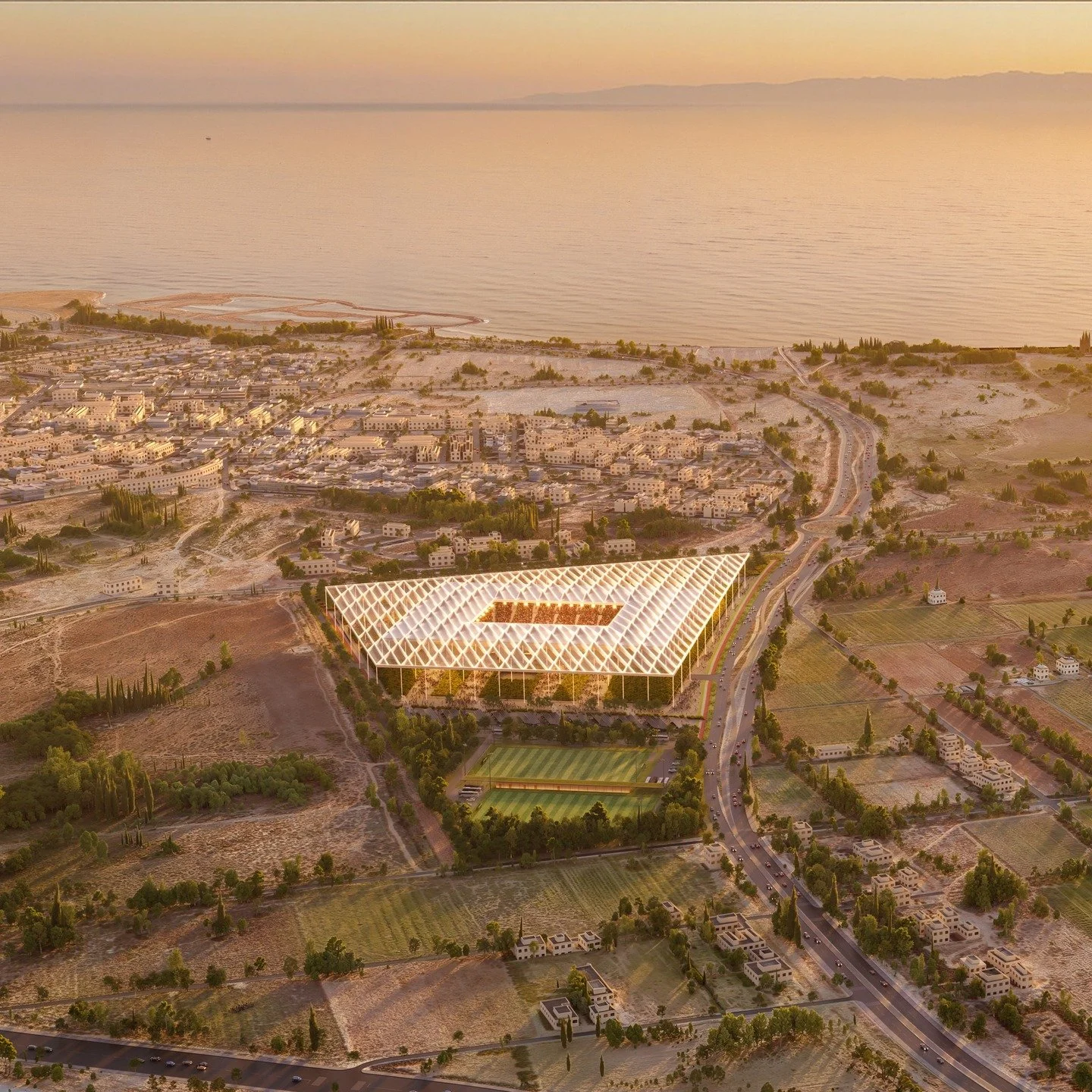 We are proud to show our design of the Nador Stadium for the architectural competition in which we participated!

The 20,000-capacity stadium settles into its site with both lightness and strength, carried by a spectacular canopy that operates as a t
