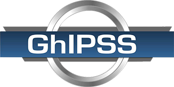 GHIPSS logo with a circular metallic emblem and blue background.