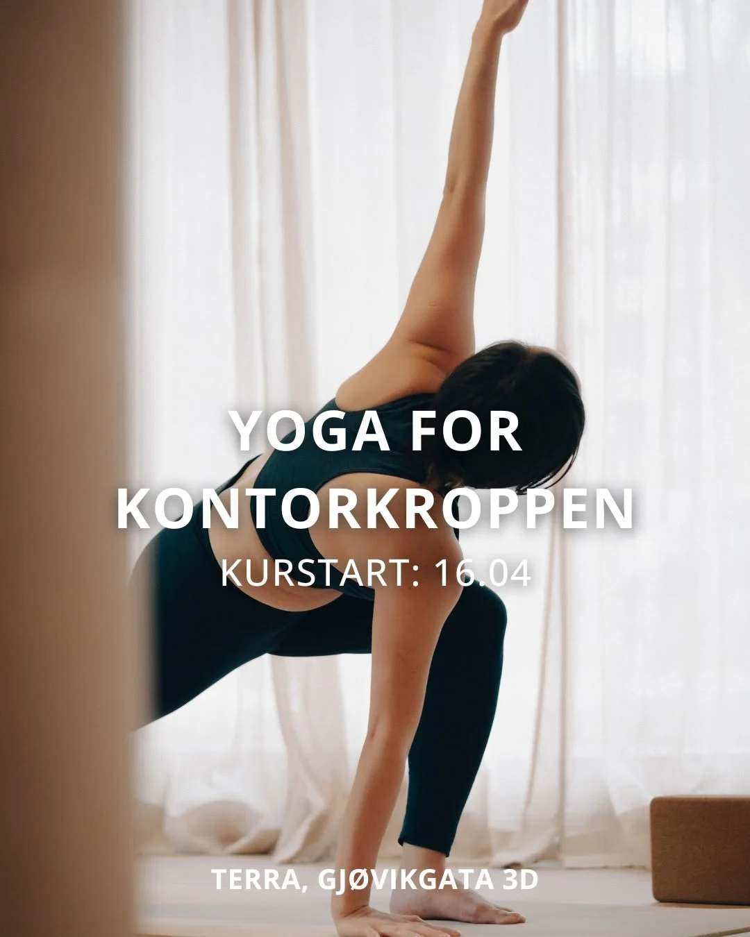 Velkommen til et nytt kurs av Yoga for kontorkroppen etter p&aring;ske 🌼

&Oslash;nsker du &aring; lindre smerter, stivhet i nakke, rygg og hofter av for mye sitting? Dette kurset er utviklet for deg som tilbringer mye tid foran dataskjermen i l&osl