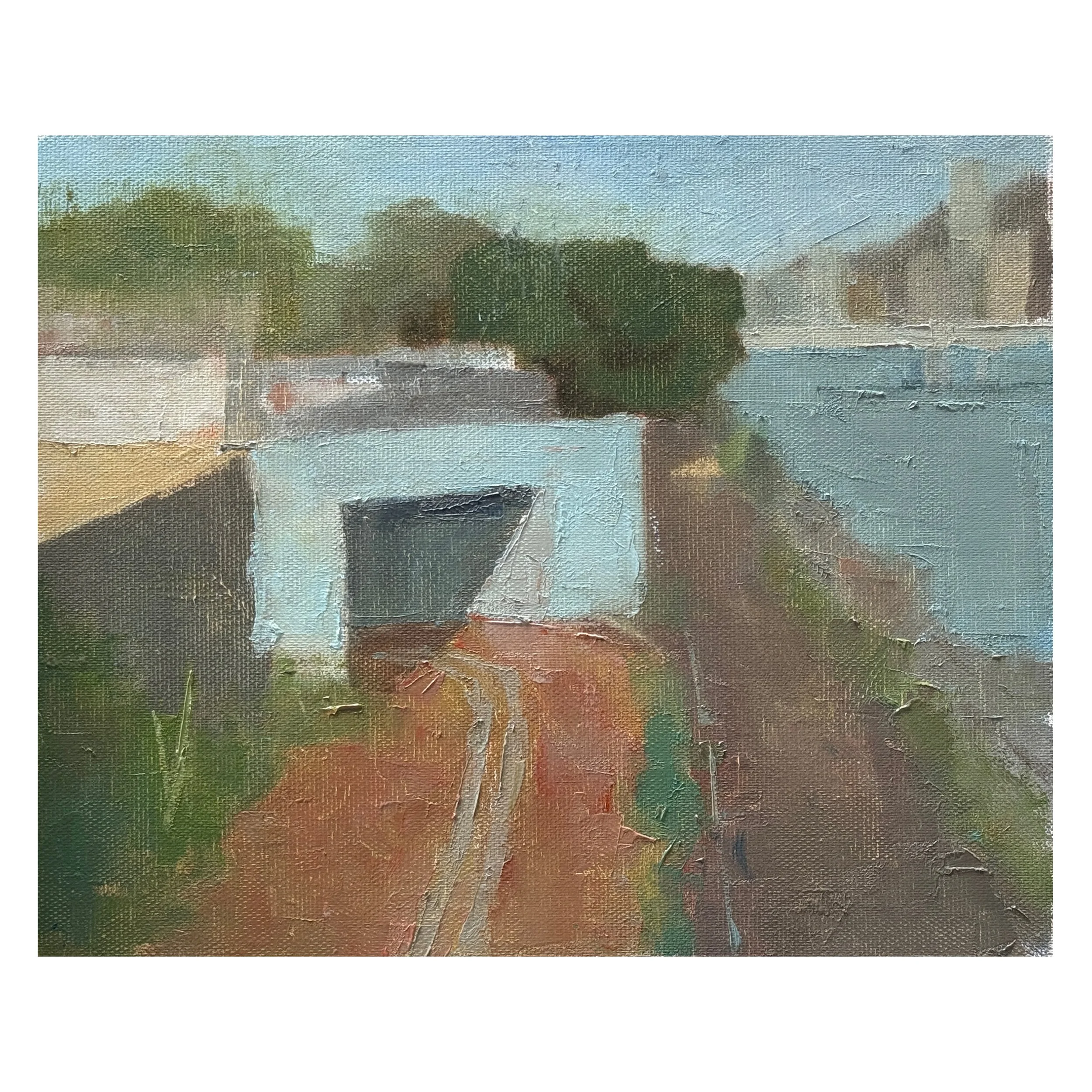  Geometry in Cycle Lane  
£250 
10 x 12 in | Oil on Canvas | 2025