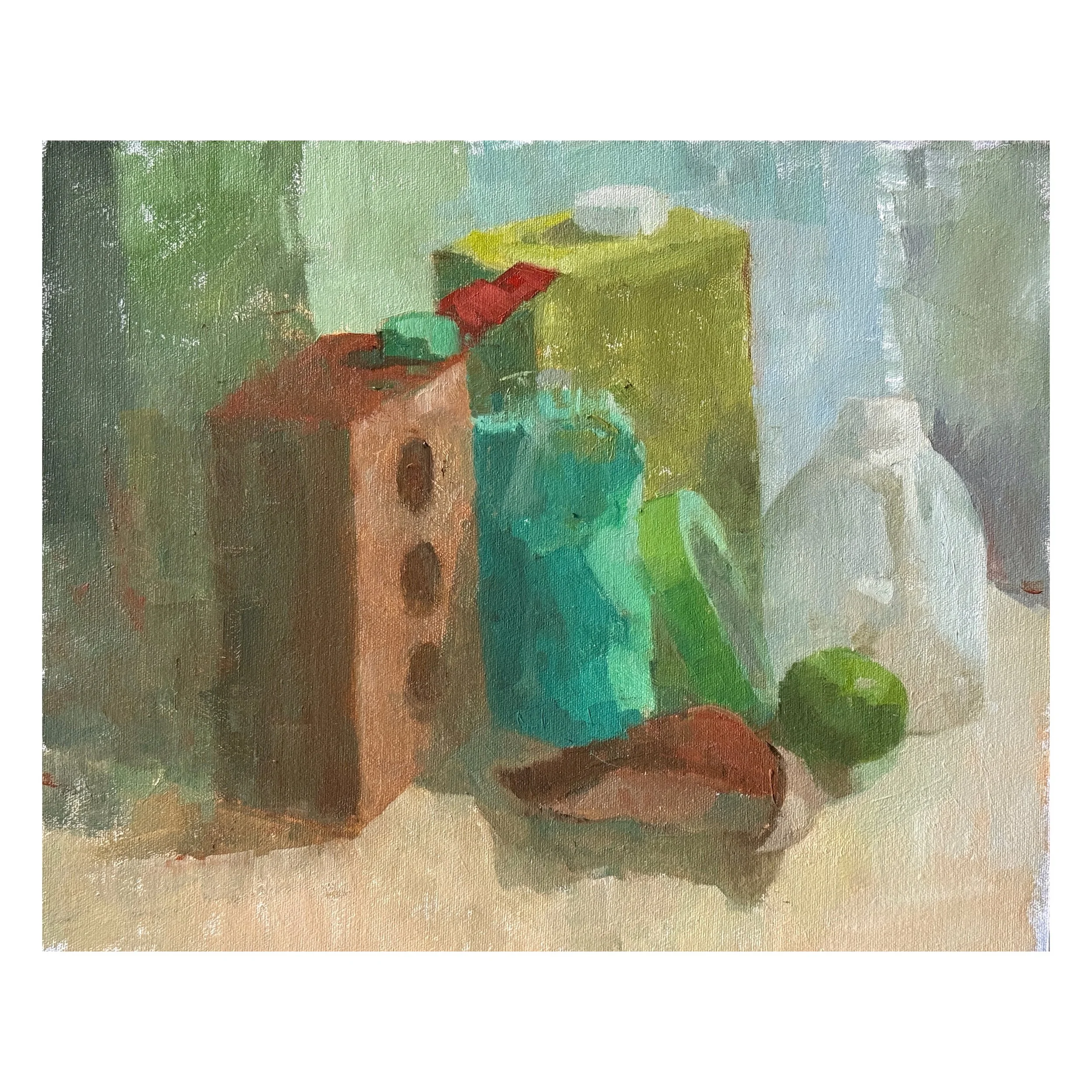  Green and Brown Composition  
£150 
10 x 12 in | Oil on Canvas | 2025