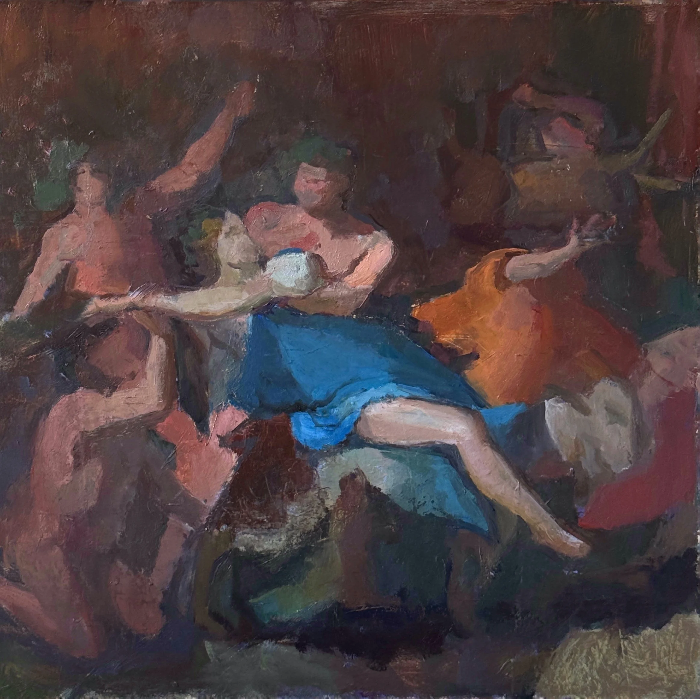  No One Parties Like Poussin  
£400 
12 x 12 in | Oil on Board | 2026