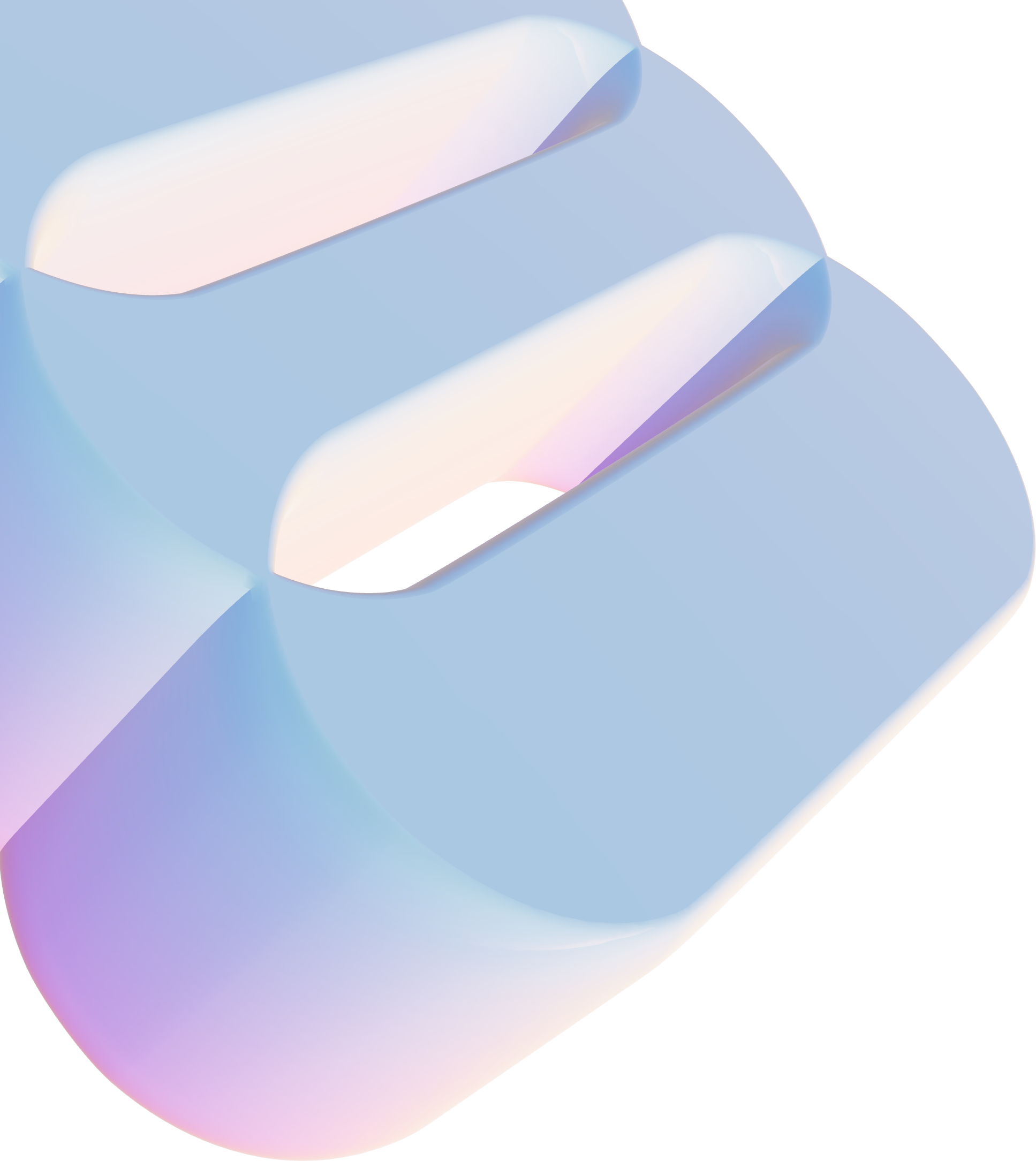 Close-up of an Apple AirPods charging case with a pastel gradient finish