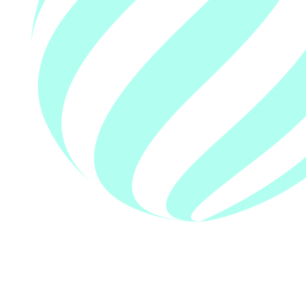 Close-up of a neon blue striped spherical object with curved stripes.