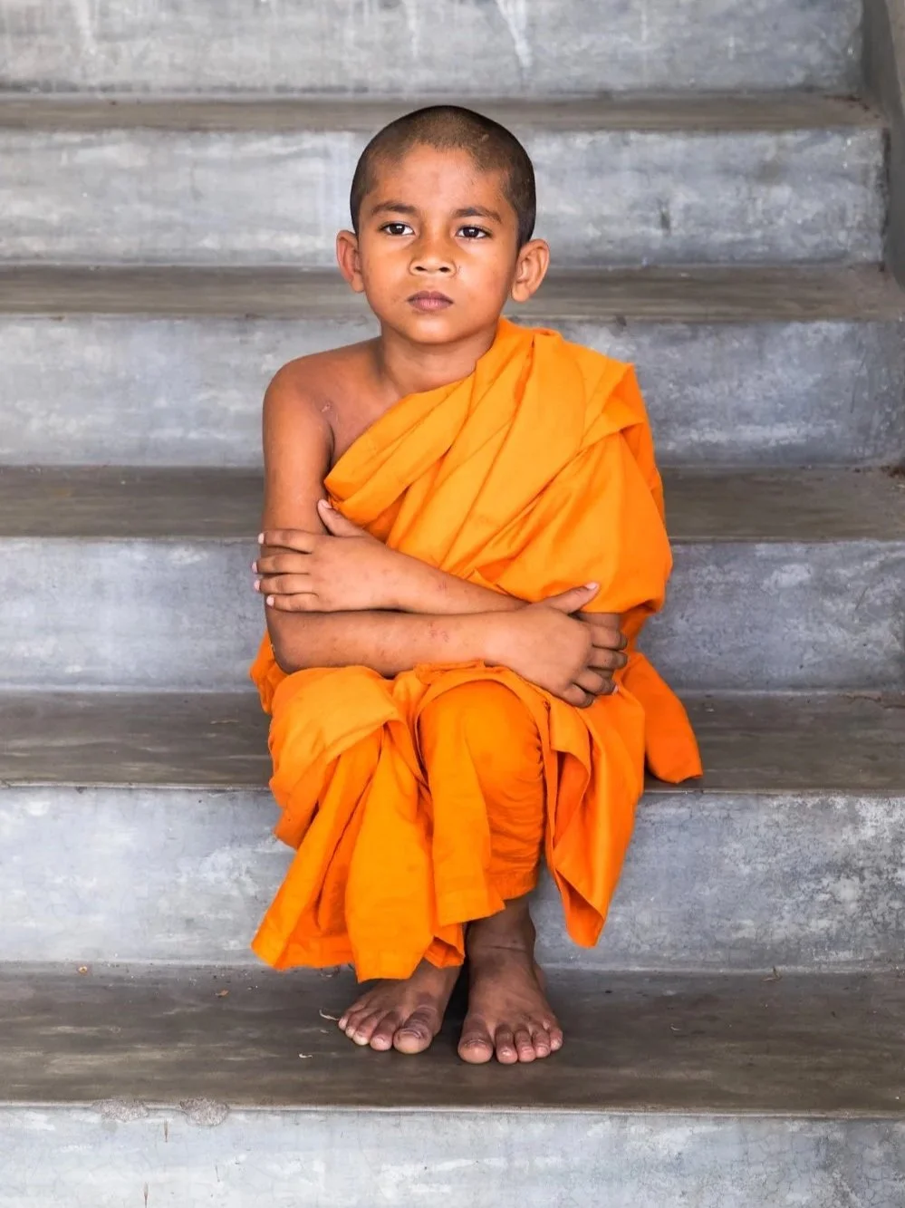 Young novice Buddhist  monk in Sri Lanka, photographed by Wendy Akers