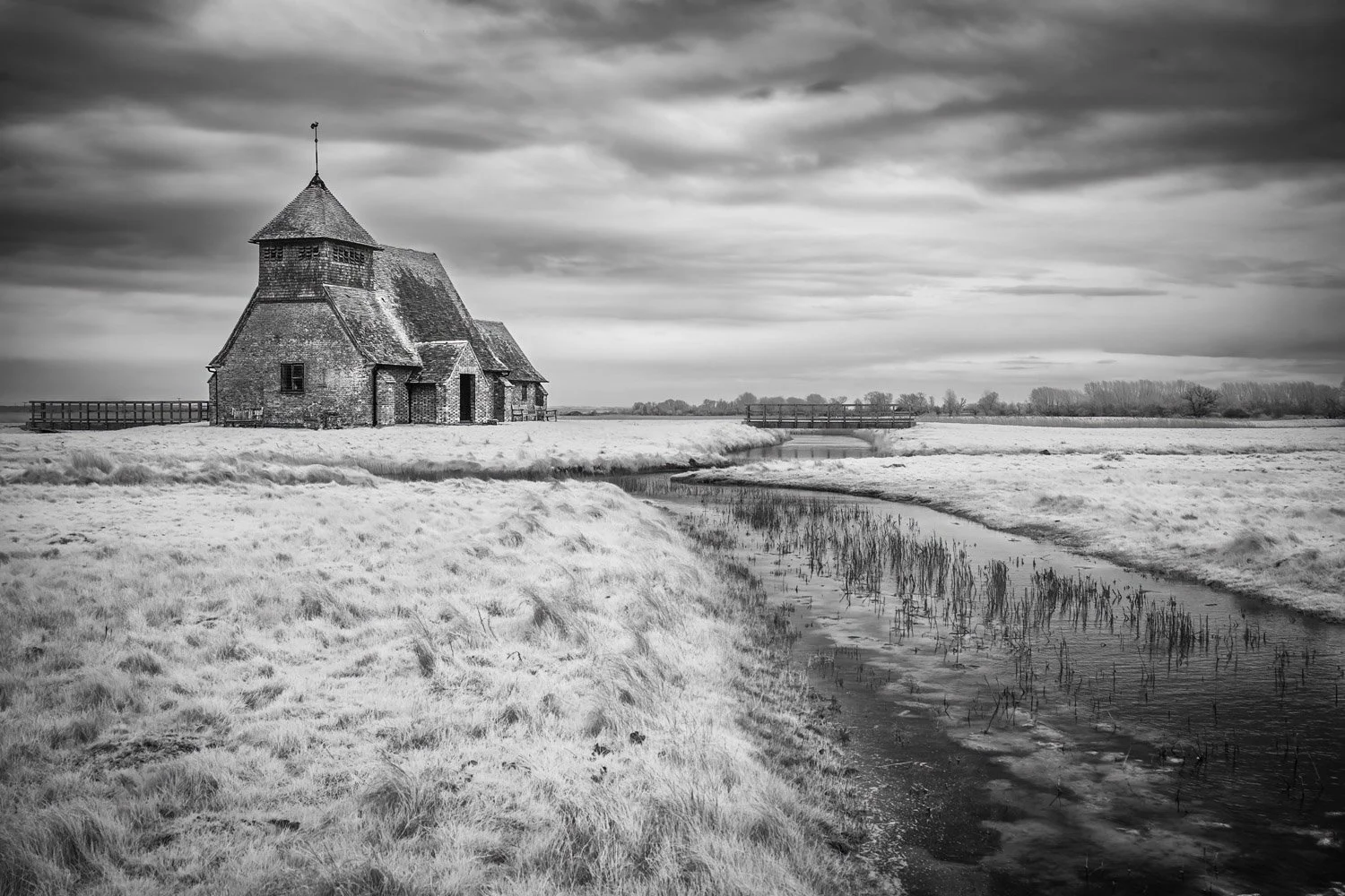 St Thomas à Becket Church in infrared Romney Marsh