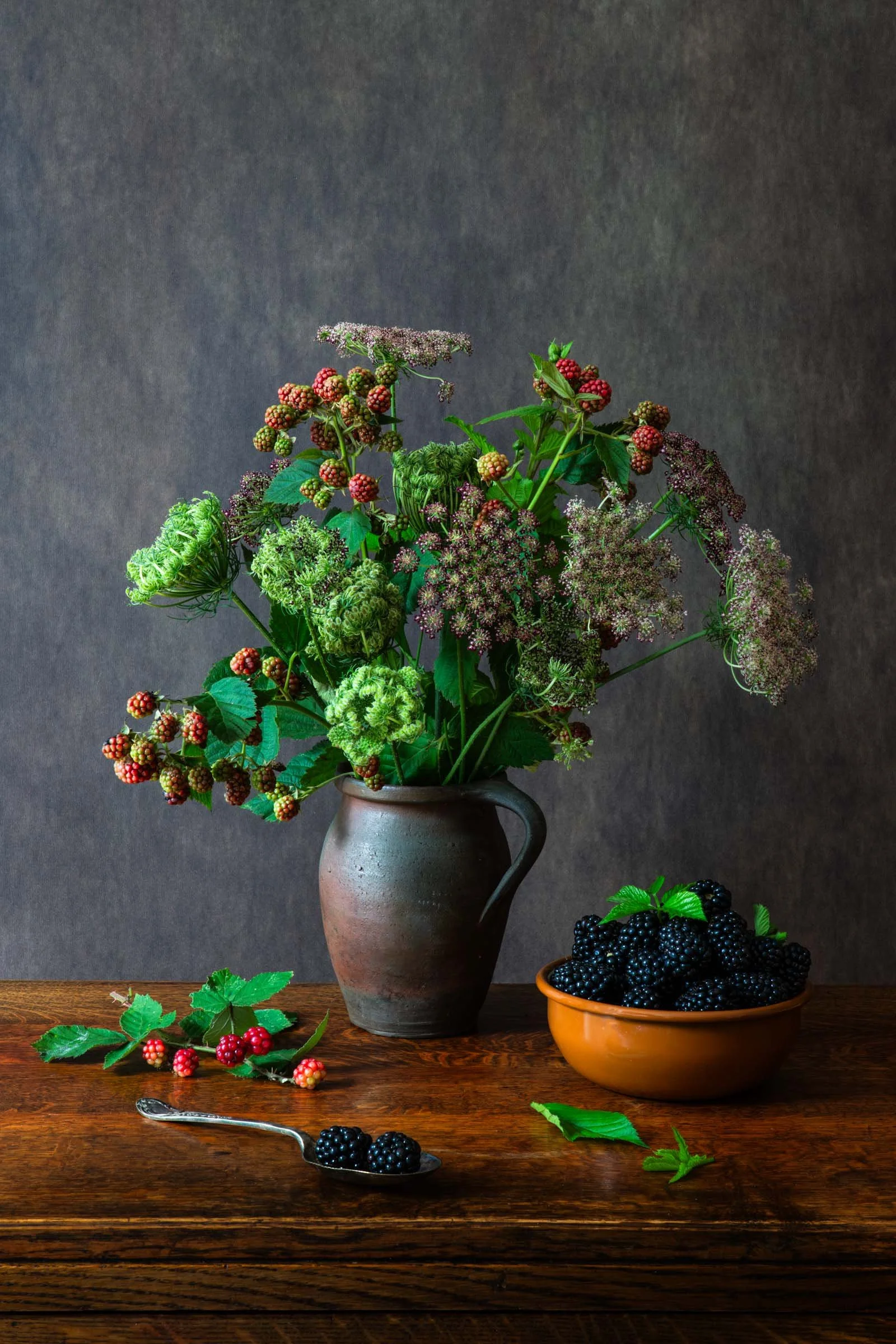 Still life of blackberries photographed by Wendy Akers