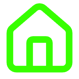 Outline of a house in neon green.