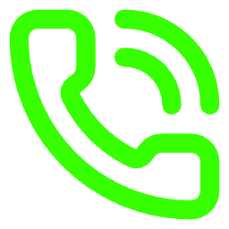 Green outline of a telephone receiver icon.