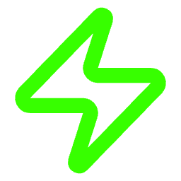 A bright green lightning bolt against a black background.