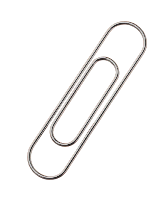 A large silver paperclip with a smaller paperclip inside it, both made of metal.
