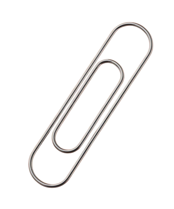 Close-up of a silver metal paperclip with a matte finish.