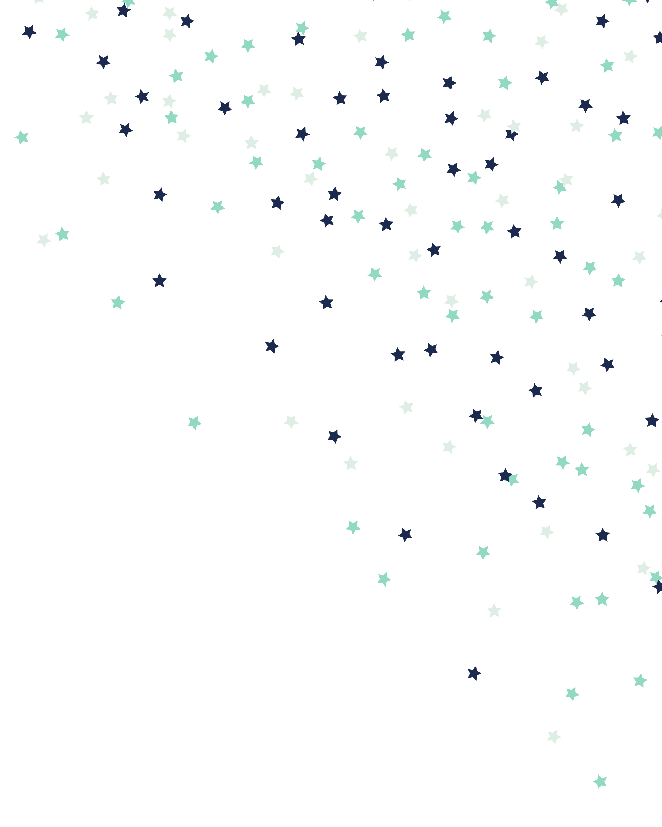 Pattern of small star shapes in varying shades of white, blue, and teal on a black background.