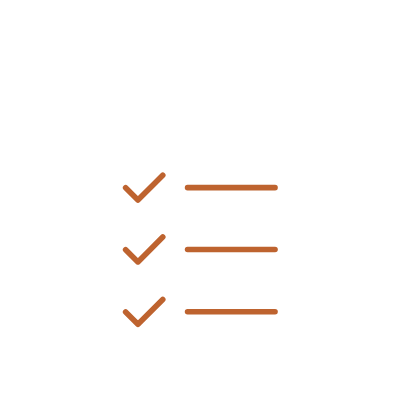 Icon of a checklist on a piece of paper with three checkmarks.