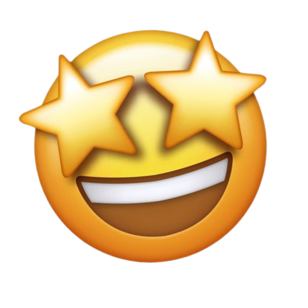 Emoji with a smiling face and star-shaped eyes.