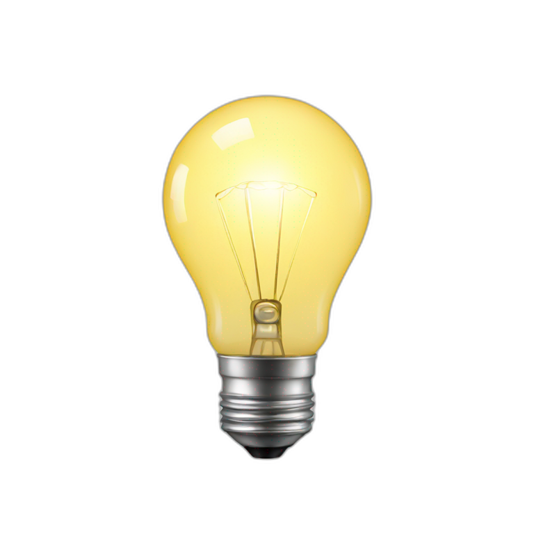 Illuminated incandescent light bulb against a black background.