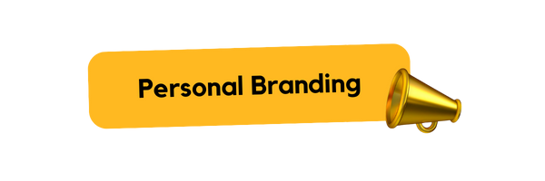 A yellow banner with the text 'Personal Branding' and a small image of a golden megaphone on the right.