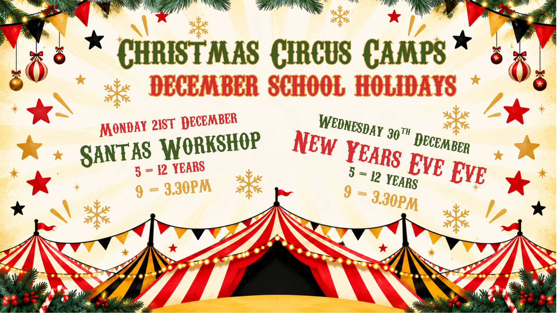 CHRISTMAS CIRCUS CAMP TIMETABLE