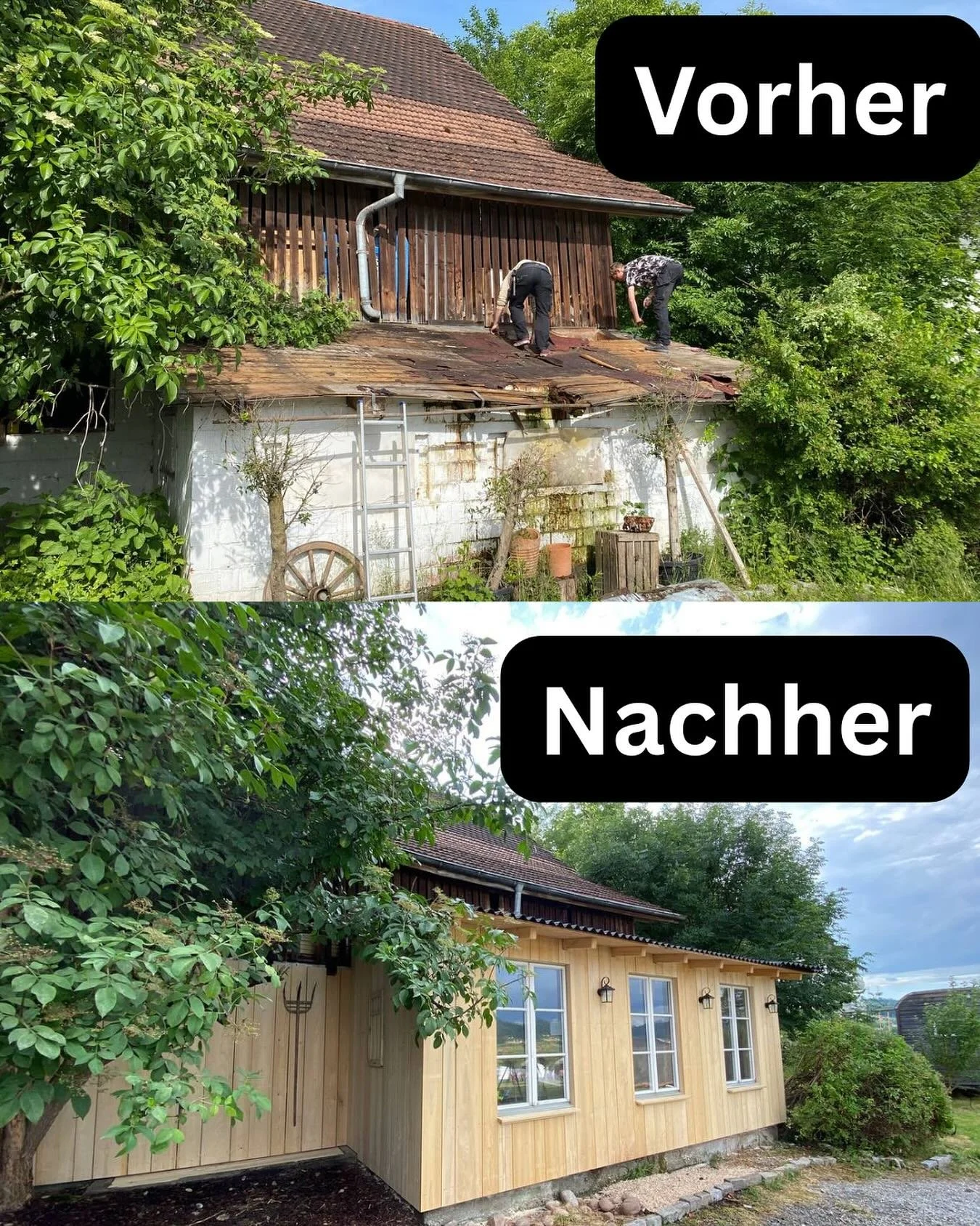 Der ehemalige Schweinestall hat ein neues Gesicht bekommen. Ohne die tatkr&auml;ftige Hilfe von Zimmerm&auml;nnern und unserem Allesk&ouml;nner-Tilman g&auml;be es kein Nachher-Foto.