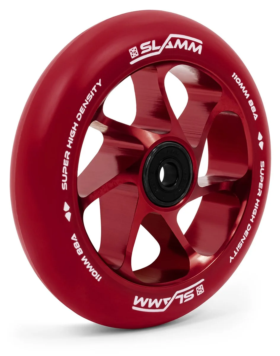 SL470 Slamm Scooters Team Colour PU 110mm Wheels Red Angle.jpg