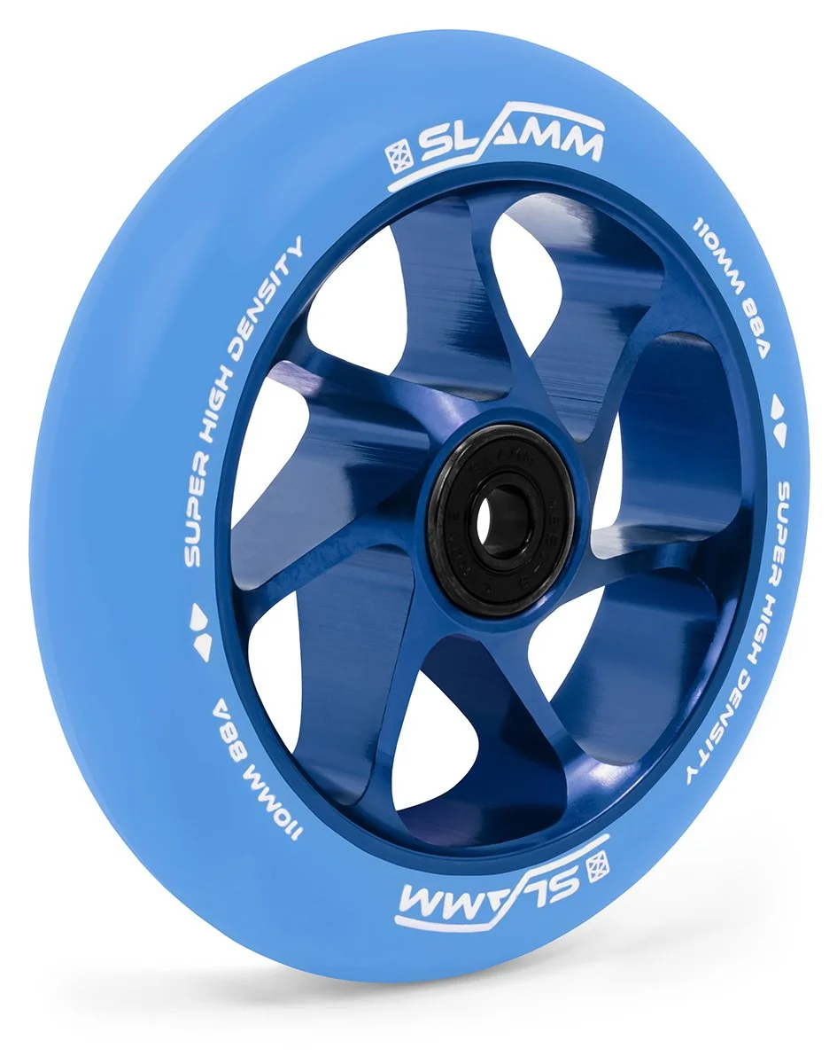 SL470 Slamm Scooters Team Colour PU 110mm Wheels Blue Angle.jpg
