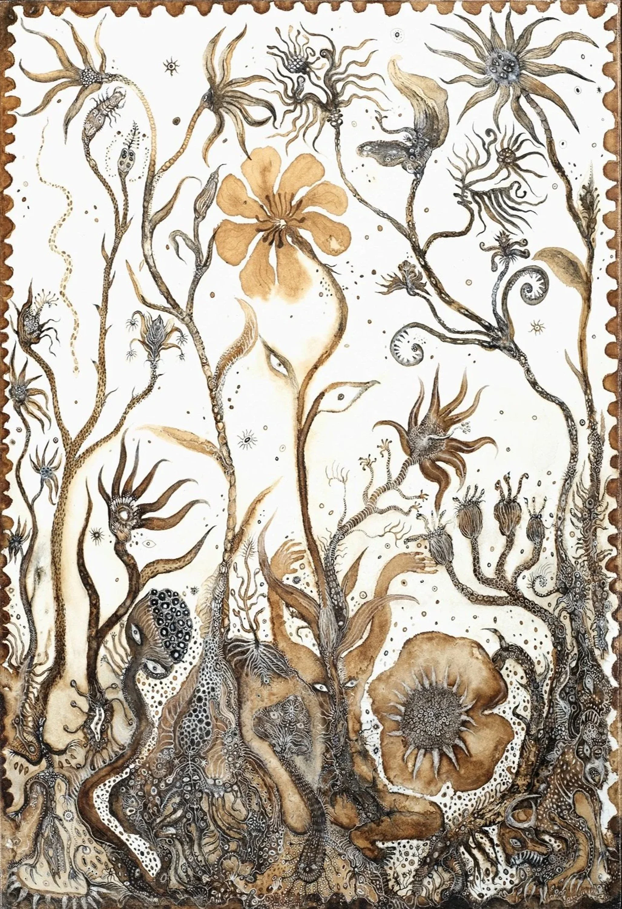 MYCELIUM - Ink ,Coffee & Ash on Hot Pressed Paper 59 x 84 cm