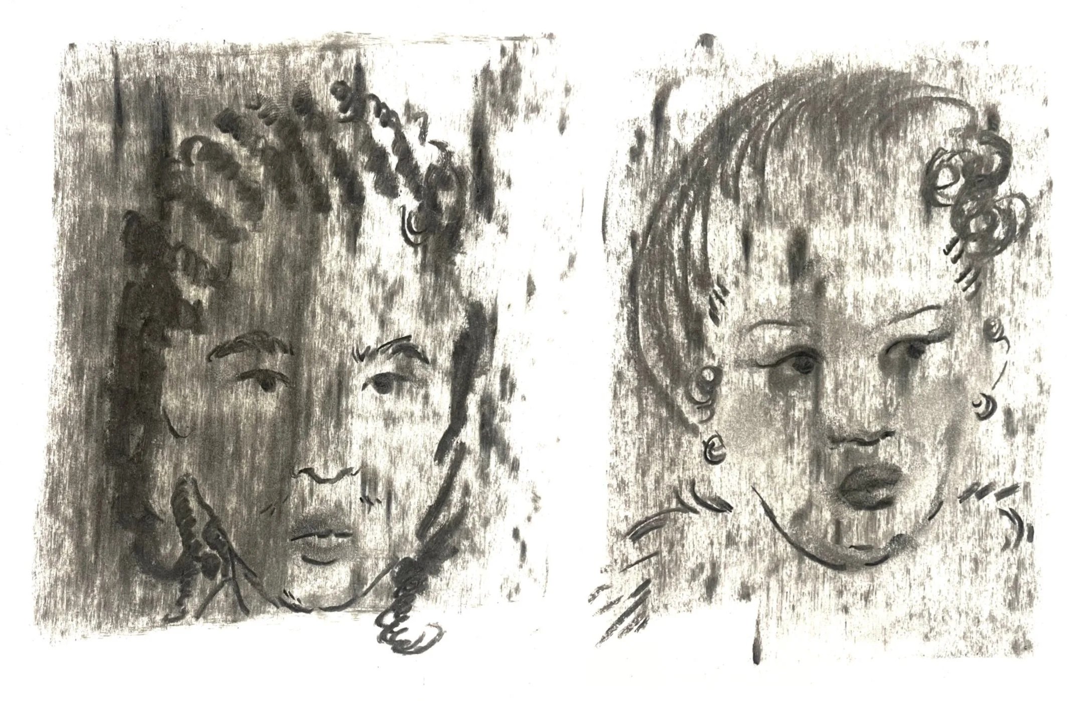 "Good Hair Days" Charcoal on Paper 21 x 28 cm. (2025)