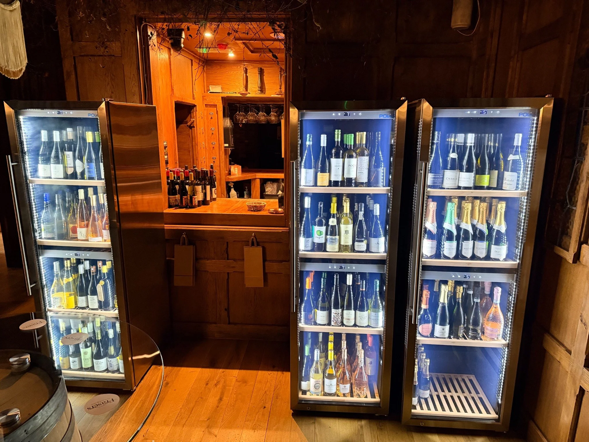 The wine selection displayed at Frasers Wine Bar and Shop